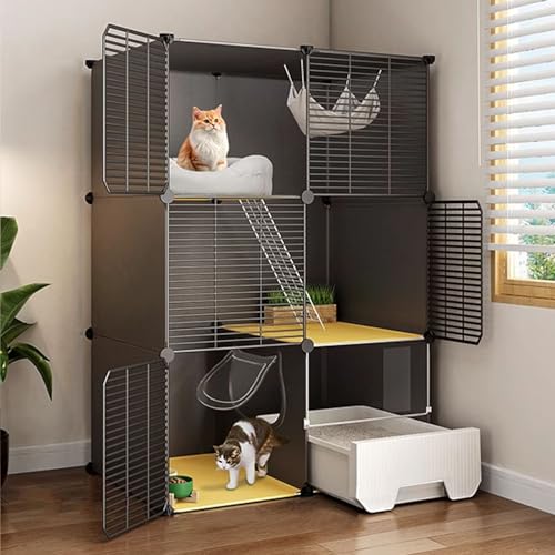 猫、ケージキャットタワー付 Amazon.co.jp: 猫 キャットケージ ケージ ゲージ 組立簡単 猫